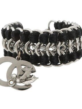 Chanel Bracelet CC Logo Velvet Rhinestone Faux Pearl